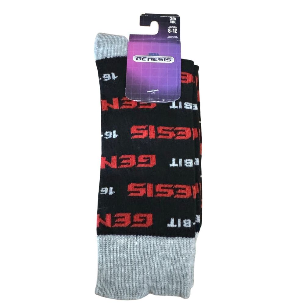 SEGA GENESIS Crew Socks NIP Red Black Fits Shoe Size 8 - 12